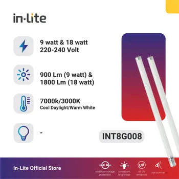 Gambar Lampu & Armatur  In-Lite Tube Light / INT8G008 / 9 Watt - Default di Juragan Material