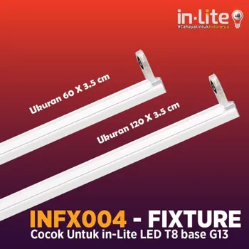 Gambar Aksesoris Listrik In-Lite Fixture For Tube Light T8 INFX004 60cm di Juragan Material