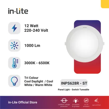 Gambar Lampu & Armatur  In-Lite Switch Tuneable Panel Light / INPS628R ST / 12 Watt di Juragan Material
