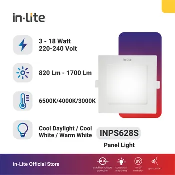 Gambar Lampu & Armatur  In-Lite Inbow Panel Light / INPS628S / 12 Watt di Juragan Material