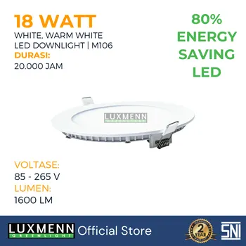 Gambar Lampu & Armatur  Luxmenn LUX-M106 / 18 Watt / Inbow Bulat - Tipe Downlight - Kuning 3000k di Juragan Material