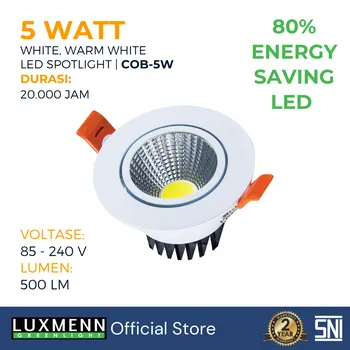 Gambar Lampu & Armatur  Luxmenn LUX-COB / 5 Watt - Tipe Spotlight - Kuning 3000k di Juragan Material