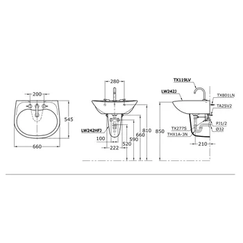 Gambar Wastafel TOTO LW242J/LW242HFJ di Juragan Material