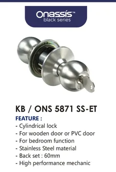Gambar Pegangan Pintu Onassis Knob set KB/ONS 5871 SS ET di Juragan Material