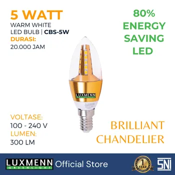 Gambar Lampu & Armatur  Luxmenn LUX-CBG / 5 Watt / Fitting E14 - Tipe Bohlam - Kuning 3000k di Juragan Material
