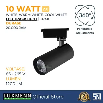 Gambar Lampu & Armatur  Luxmenn LUX-TRX10-BB / 10 Watt / Track Light Body Black - Tipe Spotlight - Kuning 3000k di Juragan Material