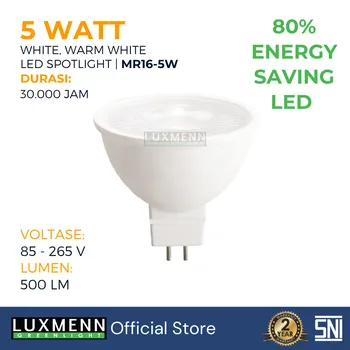 Gambar Lampu & Armatur  Luxmenn LUX-MR16 / 5 Watt - Tipe Spotlight - Putih 6000k di Juragan Material