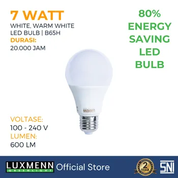 Gambar Lampu & Armatur  Luxmenn LUX-B65H / 7 Watt / Fitting E27 - Tipe Bohlam - Kuning 3000k di Juragan Material
