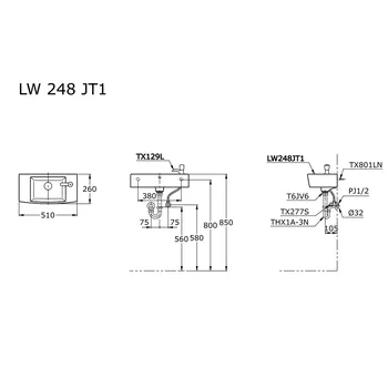 Gambar Wastafel TOTO LW248JT1 di Juragan Material