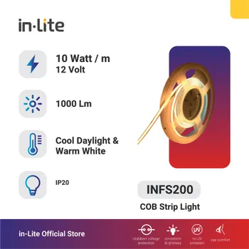 Gambar Lampu & Armatur  In-Lite COB Strip Light / INFS200 / 10 Watt - Warm White di Juragan Material