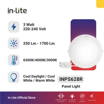 Gambar Lampu & Armatur  In-Lite Inbow Panel Light / INPS628R / 3 Watt - Default di Juragan Material