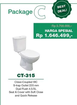 Gambar PROMO Closet Duduk Wasser CT-315 di Juragan Material