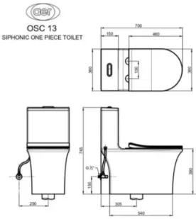 Gambar Kloset Duduk Aer Siphonic One Piece Toilet OSC 13 di Juragan Material