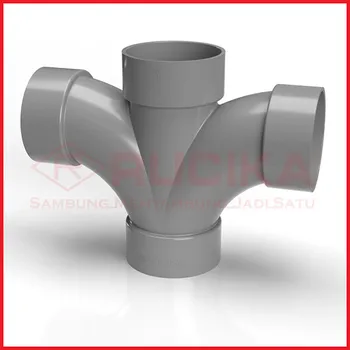 Gambar Aksesoris Pipa Rucika PVC Large Radius Double Tee 4" Tipe D di Juragan Material