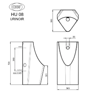 Gambar Urinal Aer Wall Hung HU 08 di Juragan Material