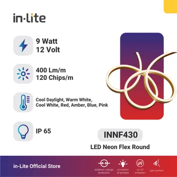 Gambar Lampu & Armatur  In-Lite Neon Flex Round / INNF430 / 9 Watt - Pink di Juragan Material