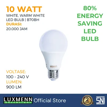 Gambar Lampu & Armatur  Luxmenn LUX-B70H / 10 Watt / Fitting E27 - Tipe Bohlam - Putih 6000k di Juragan Material