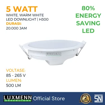 Gambar Lampu & Armatur  Luxmenn LUX-H300 / 5 Watt / Inbow Bulat - Tipe Downlight - Putih 6000k di Juragan Material