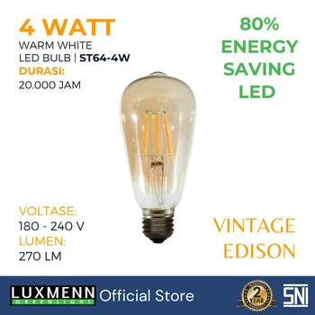 Gambar Lampu & Armatur  Luxmenn Filamen Edison LUX-ST64 / 4 Watt / Fitting E27 - Tipe Bohlam di Juragan Material