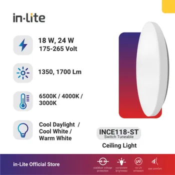 Gambar Lampu & Armatur  In-Lite Ceiling Switch Tuneable / INCE118-ST / 18 Watt di Juragan Material