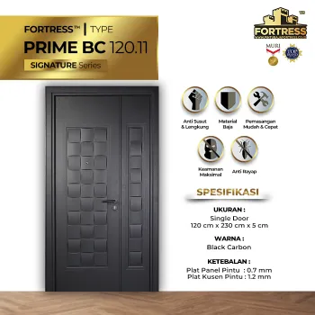 Gambar Pintu Besi/Baja Fortress Black Carbon Prime - 120x230, Kanan di Juragan Material