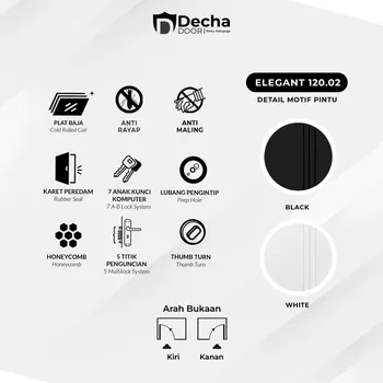 Gambar Pintu Besi/Baja Decha Door Elegant 120.02 - Mother & Son - Putih di Juragan Material