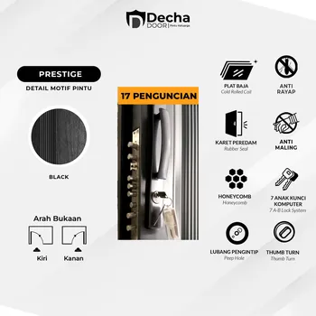 Gambar Pintu Besi/Baja Decha Door Prestige - Single Door - Hitam di Juragan Material