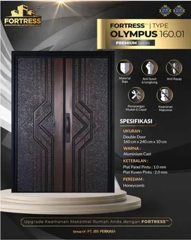 Gambar Pintu Besi/Baja Fortress Olympus Double - Hitam di Juragan Material
