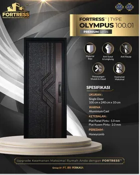 Gambar Pintu Besi/Baja Fortress Olympus single - Hitam di Juragan Material