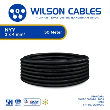 Gambar Kabel Listrik Wilson NYY 2x4mm2 50 meter - Hitam di Juragan Material