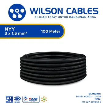 Gambar Kabel Listrik Wilson NYY 3x1.5mm2 100 meter - Hitam di Juragan Material