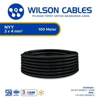 Gambar Kabel Listrik Wilson NYY 3x4mm2 100 meter - Hitam di Juragan Material