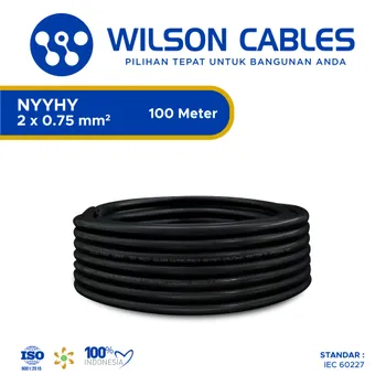 Gambar Kabel Listrik Wilson NYYHY 2x0.75mm2 100 meter - Hitam di Juragan Material