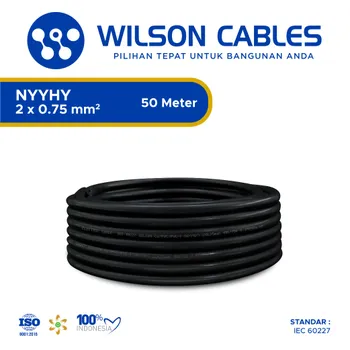 Gambar Kabel Listrik Wilson NYYHY 2x0.75mm2 50 meter - Hitam di Juragan Material