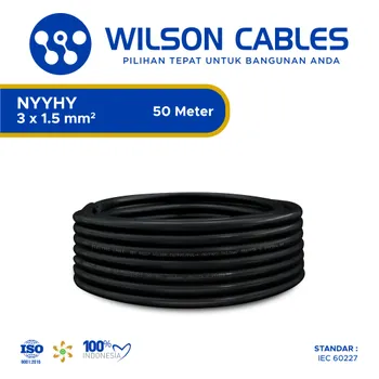 Gambar Kabel Listrik Wilson NYYHY 3x1.5mm2 50 meter - Hitam di Juragan Material