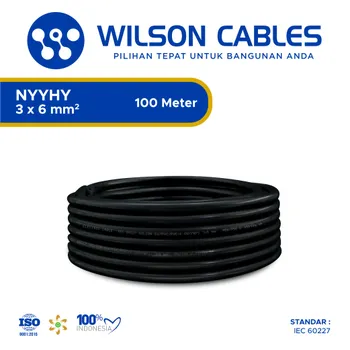 Gambar Kabel Listrik Wilson NYYHY 3x6mm2 100 meter - Hitam di Juragan Material