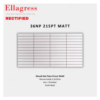 Gambar Keramik Ellagress Precut 36NP 215PT MATT - 2,5x15cm, 30x60cm, Putih Matt di Juragan Material
