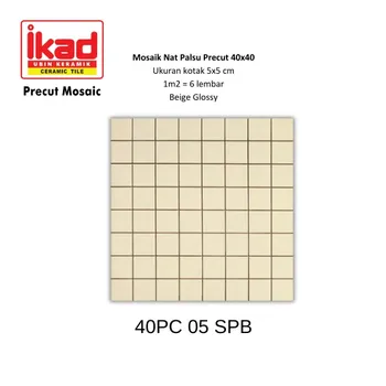 Gambar Keramik Ikad Precut 40PC 05SPB - 40x40cm, 5x5cm, Beige Glossy di Juragan Material