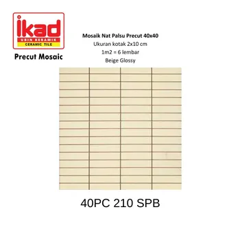 Gambar Keramik Ikad Precut 40PC 210SPB - 2,5x10cm, 40x40cm, Beige Glossy di Juragan Material