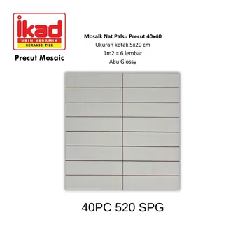 Gambar Keramik Ikad Precut 40PC 520SPG - 40x40cm, 5x20cm, Abu Glossy di Juragan Material