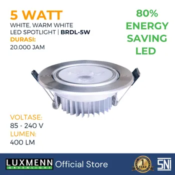 Gambar Lampu & Armatur  Luxmenn LED LUX - BRDL / 5 Watt / Lampu Sorot Spotlight - Warm White ( 3000k ) di Juragan Material