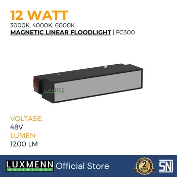 Gambar Lampu & Armatur  Luxmenn LED LUX - FG300 / 12 Watt / Magnetic Track Light Linear Flood Light - Cool White ( 4000k ) di Juragan Material