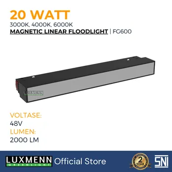 Gambar Lampu & Armatur  Luxmenn LED LUX - FG600 / 20 Watt / Magnetic Track Light Linear Flood Light - Warm White ( 3000k ) di Juragan Material