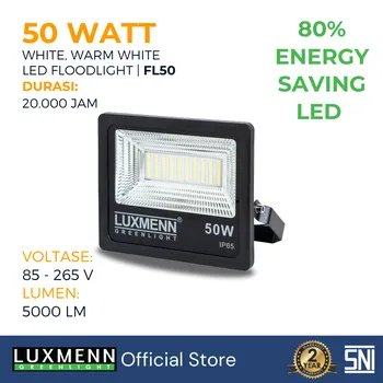Gambar Lampu & Armatur  Luxmenn LED LUX - FL50 / 50 Watt / Lampu Sorot Flood Light - Kuning ( 3000k ) di Juragan Material