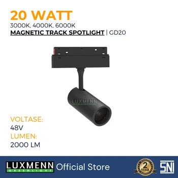 Gambar Lampu & Armatur  Luxmenn LED LUX - GD20 / 20 Watt / Magnetic Track Light Spotlight - Cool White ( 4000k ) di Juragan Material