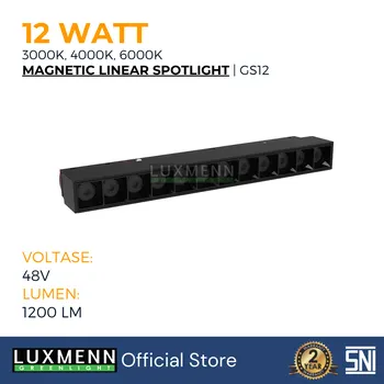 Gambar Lampu & Armatur  Luxmenn LED LUX - GS12 / 12 Watt / Magnetic Track Light Linear Spotlight - Warm White ( 3000k ) di Juragan Material