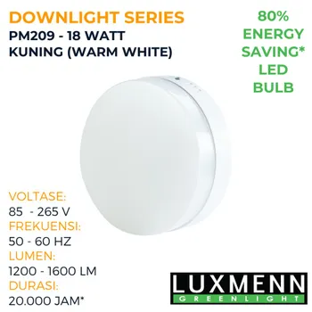 Gambar Lampu & Armatur  Luxmenn LED LUX - PM209 / 18 Watt / Lampu Downlight Outbow / Bulat - Putih ( 6000k ) di Juragan Material