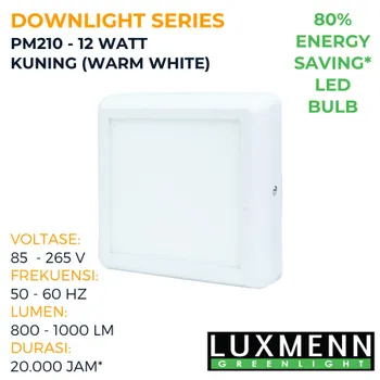 Gambar Lampu & Armatur  Luxmenn LED LUX - PM210 / 12 Watt / Lampu Downlight Outbow / Kotak - Putih ( 6000k ) di Juragan Material