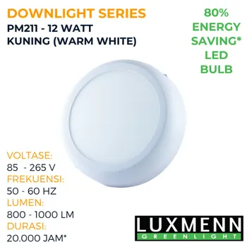 Gambar Lampu & Armatur  Luxmenn LED - LUX - PM211 / 12 Watt / Lampu Downlight Outbow / Bulat - Putih ( 6000k ) di Juragan Material