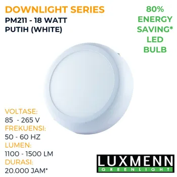 Gambar Lampu & Armatur  Luxmenn LED LUX - PM211 / 18 Watt / Lampu Downlight Outbow / Bulat - Kuming ( 3000k ) di Juragan Material